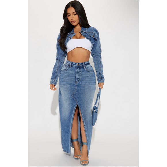 Fashion Nova Pink Denim Jumpsuit Skirt Fashion Nova Skirts Denim Skirt Set  Poshmark